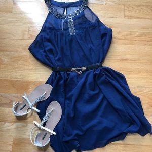 Navy blue plus size formal dress